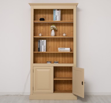 Bookcase with 2 doors and LED strip, accessories included in the price - Color Ext._P032 / Color Int._P002 - DUBLU COLOR