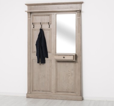 Hanger with mirror, 1 drawer - Color_P037 - Brushed