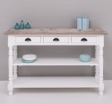 Wall console with turned legs, two shelves and three drawers