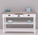 Wall console with turned legs, two shelves and three drawers