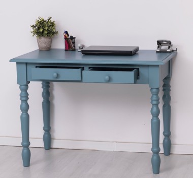 Writing table with turned legs, 2 drawers