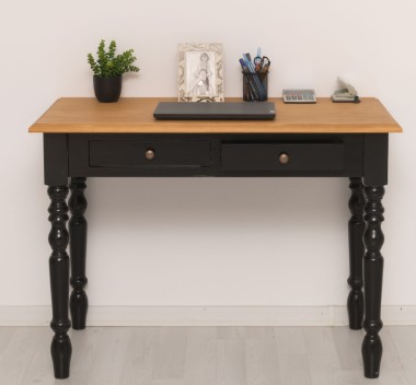 Writing table with turned legs, 2 drawers