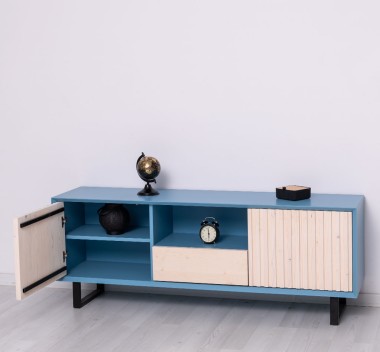 TV sideboard with 2 doors and 1 drawer "Slatted"