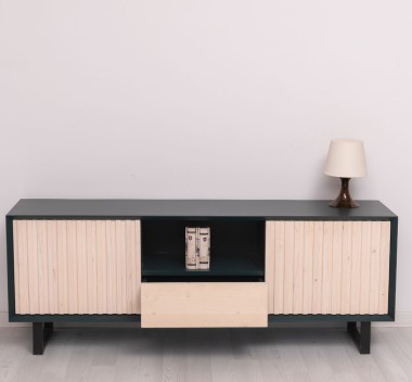 TV sideboard with 2 doors and 1 drawer "Slatted"