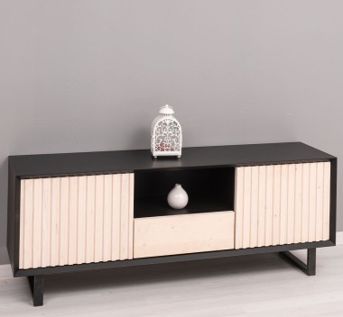 TV sideboard with 2 doors and 1 drawer "Slatted"