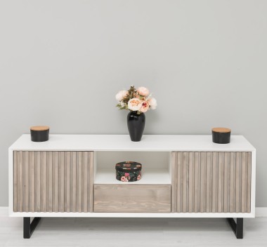 TV sideboard with 2 doors and 1 drawer "Slatted"