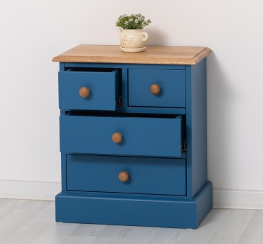 Chest of 2 drawers over 2 drawers, oak top