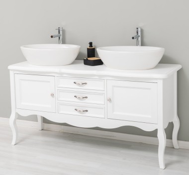 Bathroom furniture with curved legs, two doors and three drawers, sinks include in price - Color_P004 - PAINT