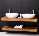 Washbasin support made of pine wood with a wall-mounted metal fixing set, sinks includ in price - Color_P064 - DEEP BRUSHED