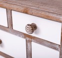 Console with curved legs and 7 multicolored drawers