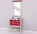 Console with curved legs and 7 multicolored drawers + mirror - Corp_P090 - Drawers_P047 - Cornice_P0