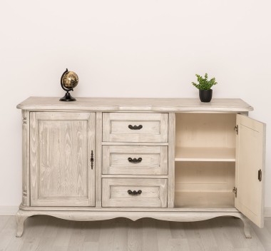 Chest of drawers "Chic" with 2 doors and 3 drawers, soft close drawers - Color_P090 - Deep Brushed