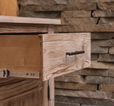 Rustic kitchen with oak countertop, sink and sanitary ware included in the price