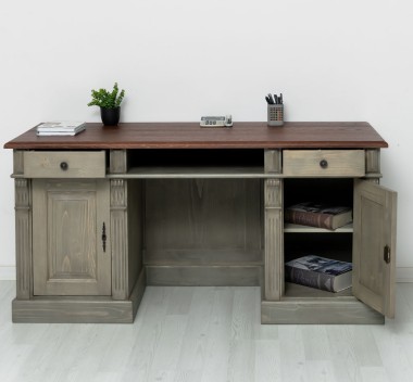 Office desk, closed back directoire collection, top oak - Color Top_P081 - Color Corp_P057 - DOUBLE COLORED