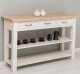 Console with 2 shelves, 3 drawers, oak top