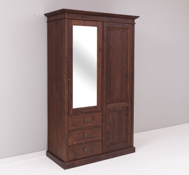 Wardrobe with 2 doors, 3 drawers and mirror