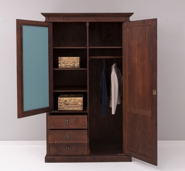 Wardrobe with 2 doors, 3 drawers and mirror