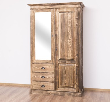 Wardrobe with 2 doors, 3 drawers and mirror