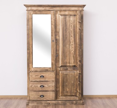 Wardrobe with 2 doors, 3 drawers and mirror