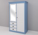 Wardrobe with 2 doors, 3 drawers and mirror