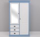 Wardrobe with 2 doors, 3 drawers and mirror