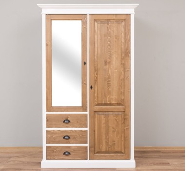 Wardrobe with 2 doors, 3 drawers and mirror