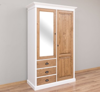 Wardrobe with 2 doors, 3 drawers and mirror