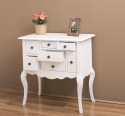 Console with curved legs and 7 multicolored drawers