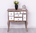 Console with curved legs and 7 multicolored drawers