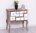 Console with curved legs and 7 multicolored drawers