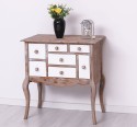 Console with curved legs and 7 multicolored drawers