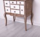 Console with curved legs and 7 multicolored drawers