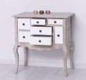 Console with curved legs and 7 multicolored drawers