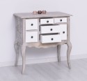 Console with curved legs and 7 multicolored drawers