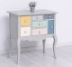 Console with curved legs and 7 multicolored drawers