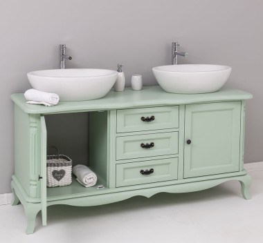 Chic bathroom furniture for vessel sink with 2 doors and 3 drawers