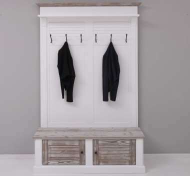 Shutter design halway coat hanger with two doors