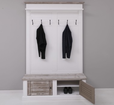 Shutter design halway coat hanger with two doors