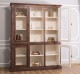 Chest without drawers, glass doors + 2-door display case and open shelves