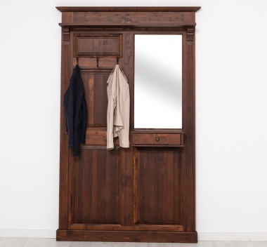 Hanger with mirror, 1 drawer - Color_P081 - LACQUER & STAINED