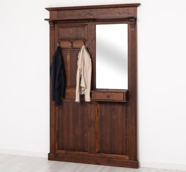 Hanger with mirror, 1 drawer - Color_P081 - LACQUER & STAINED