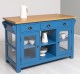 Kitchen island with 4 glass doors, 6 drawers