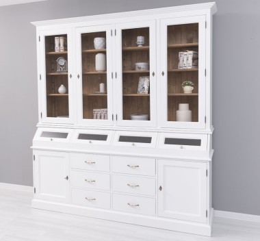 Large sideboard with 2 doors, 6 drawers, 4 compartments with BAS glass door + 4 SUP glass doors