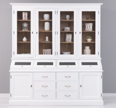 Large sideboard with 2 doors, 6 drawers, 4 compartments with BAS glass door + 4 SUP glass doors