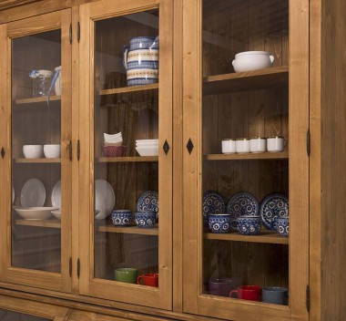 Large sideboard with 2 doors, 6 drawers, 4 compartments with BAS glass door + 4 SUP glass doors