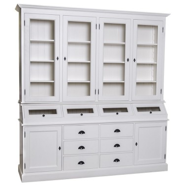 Large sideboard with 2 doors, 6 drawers, 4 compartments with BAS glass door + 4 SUP glass doors