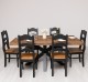 Dining table with central leg in X + 6 chair oak top - Color Top_P064 - Color Corp_P004 - DOUBLE COLORED