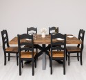 Dining table with central leg in X + 6 chair oak top - Color Top_P064 - Color Corp_P004 - DOUBLE COLORED