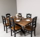 Dining table with central leg in X + 6 chair oak top - Color Top_P064 - Color Corp_P004 - DOUBLE COLORED