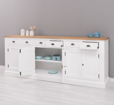 Buffet with 6 doors and 6 drawers, oak top, BAS